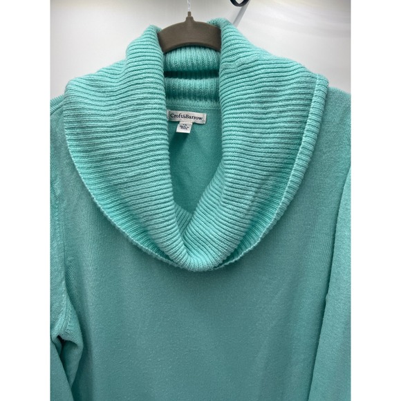 Croft & Barrow Womens 1X Mint Green Cowl Neck Long Sleeve Knit Sweater - Picture 2 of 8